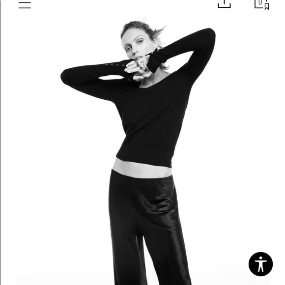 NEW! ZARA Basic V-Neck Sweater - Black (NWT) - Picture 1 of 8